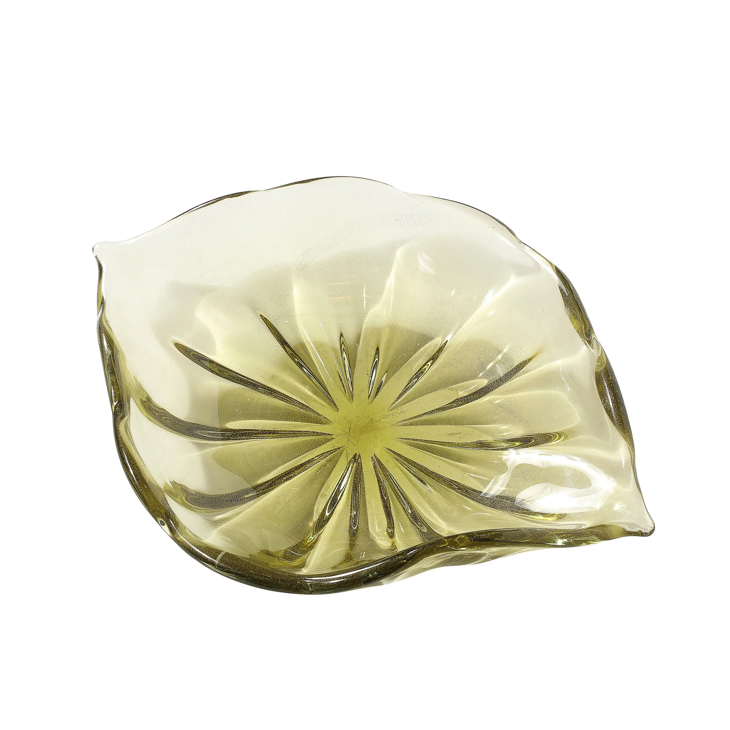 Mid-Century Modernist Hand-Blown Murano Scavo Glass Bowl signed